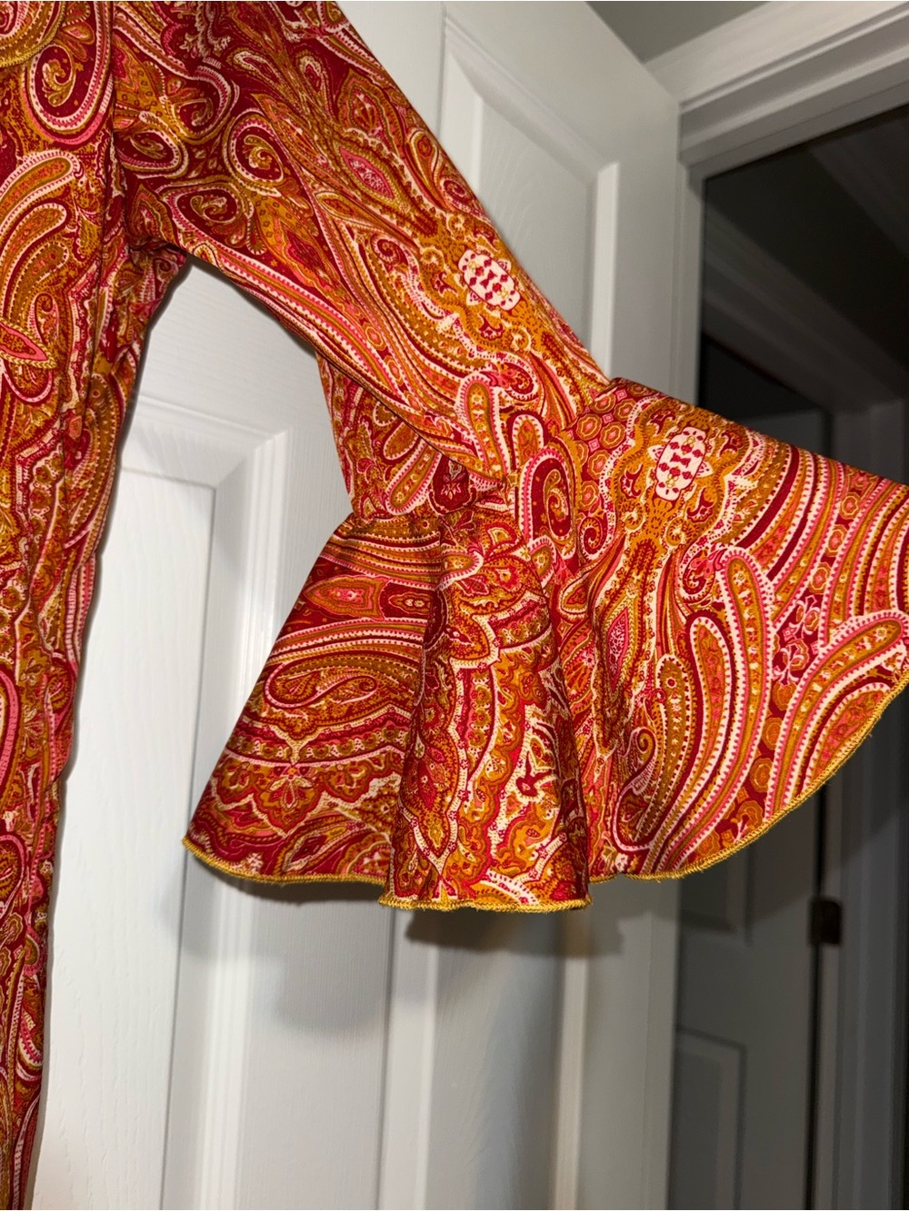 At Last Rust Paisley Ruffle Wrap High-Low Dress - Picture 4 of 7
